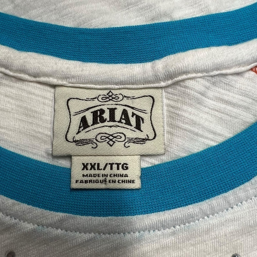 Ariat Studded Cow Skull Women's Shirt Cream XXL - Picture 3 of 5